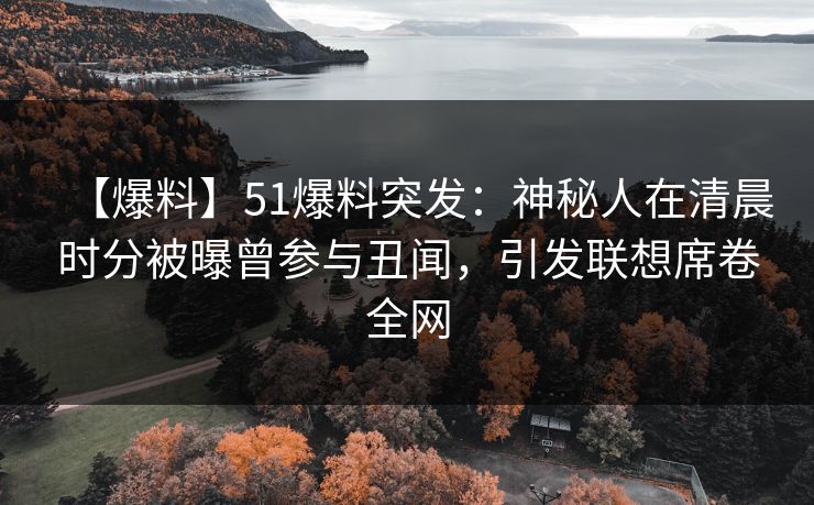 【爆料】51爆料突发：神秘人在清晨时分被曝曾参与丑闻，引发联想席卷全网