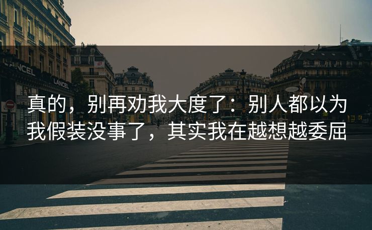 真的，别再劝我大度了：别人都以为我假装没事了，其实我在越想越委屈