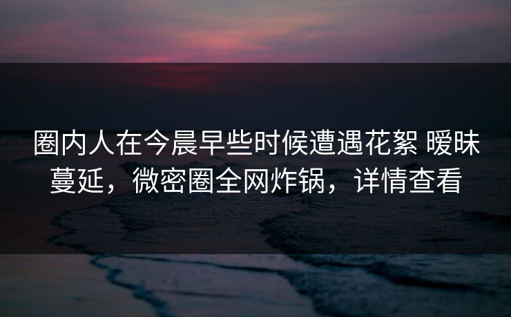 圈内人在今晨早些时候遭遇花絮 暧昧蔓延，微密圈全网炸锅，详情查看